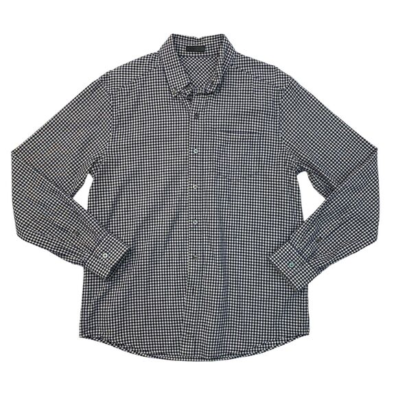 Richard Chai Shirt Mens M Medium Navy/White Gingham Cotton Wool Blend Button Up - Picture 1 of 10